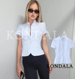 Women Chic Leisure Slim Short Sleeve Shirt KONDALA 2026 Summer Trendy Single-Breasted Tops Female High Street Commute Shirts Top