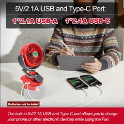 Cordless Clip Fan for Milwaukee M18 18V Battery 2 Speed Dual USB Portable for Stroller Camping Outdoor (Battery Not Included)