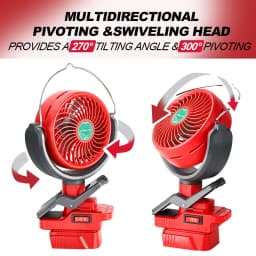Cordless Clip Fan for Milwaukee M18 18V Battery 2 Speed Dual USB Portable for Stroller Camping Outdoor (Battery Not Included)