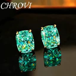 Exquisite 925 Sterling Silver Ice Flower Long Pillow-Shaped White Zircon Stud Earrings Simple Single Diamond Gold Earrings
