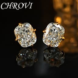Exquisite 925 Sterling Silver Ice Flower Long Pillow-Shaped White Zircon Stud Earrings Simple Single Diamond Gold Earrings