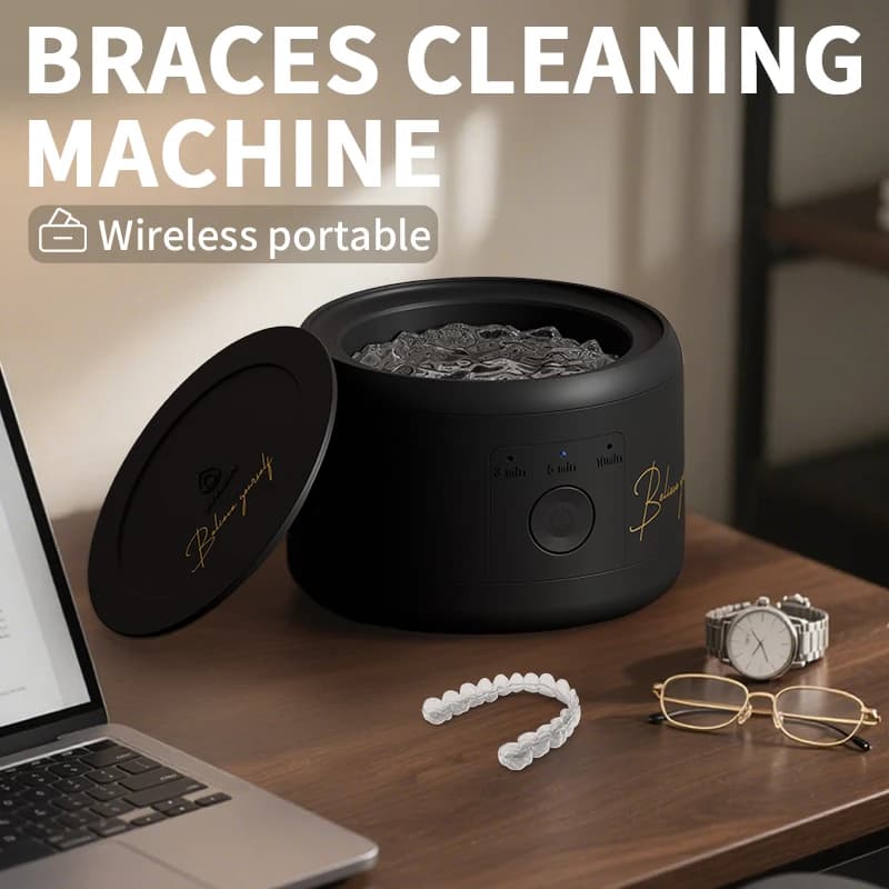USB Electric Ultrasonic Cleaning Machine, Multi-Function for Denture Braces Box Invisible Retainer, Cleaner Device