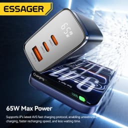 Essager 65W GaN USB Type C Charger with Digital Display QC 4.0 PD 3.2 Fast Charge for Samsung Huawei iPhone17 Laptop MacBook