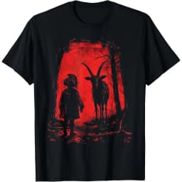 Men'S and Women'S Gothic Devil Goat 666 Occult T-Shirt 100% Black and Red Baphomet Pentagram and Goat Print Casual Streetwear