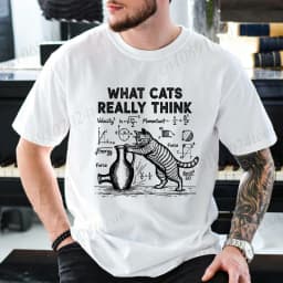 Cat Physics Science Joke Men's T Shirt Funny Math Cat Print Tees T-Shirts Men Women Casual Short Sleeve Streetwear Plus Size