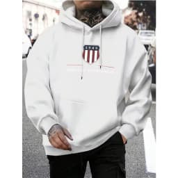 2026 Men's hooded sweatshirt men's warm sweatshirt urban fashion casual loose fresh printed in 1949