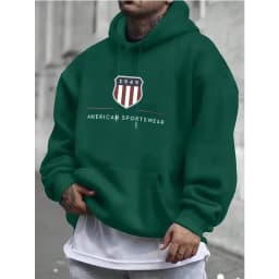 2026 Men's hooded sweatshirt men's warm sweatshirt urban fashion casual loose fresh printed in 1949