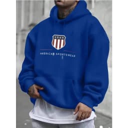 2026 Men's hooded sweatshirt men's warm sweatshirt urban fashion casual loose fresh printed in 1949