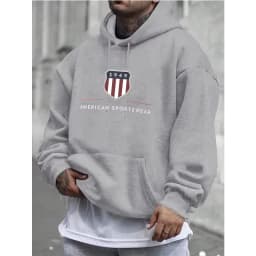 2026 Men's hooded sweatshirt men's warm sweatshirt urban fashion casual loose fresh printed in 1949