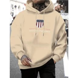 2026 Men's hooded sweatshirt men's warm sweatshirt urban fashion casual loose fresh printed in 1949