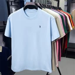 100% pure cotton breathable short-sleeve T-shirt, men's summer fashion light luxury brand printed loose casual round neck shirt