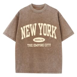 New York Brooklyn Letter Printed Washed T-Shirts Women Cotton Tops Comfortable Distressed O-Neck T Shirts Summer Womans Clothes