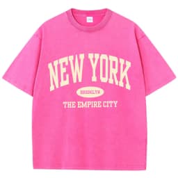 New York Brooklyn Letter Printed Washed T-Shirts Women Cotton Tops Comfortable Distressed O-Neck T Shirts Summer Womans Clothes