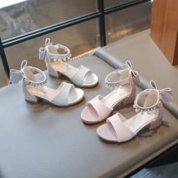 Children's Fashionable Open-Toe Sandals Rhinestone Bow Performance Shoes for Girls Ages 3–18 High-heeled Shoes for Kids Sandals
