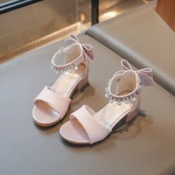 Children's Fashionable Open-Toe Sandals Rhinestone Bow Performance Shoes for Girls Ages 3–18 High-heeled Shoes for Kids Sandals
