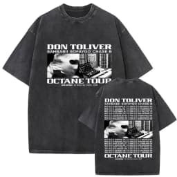 Rapper Don Toliver Octane Tour Album 2026 Vintage Washed Graphics T Shirts Men's Hip Hop Gothic Short Sleeve T-shirts Streetwear