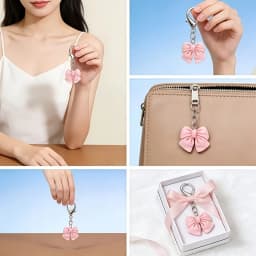 20Pink bow keychain bulk set-Providing elegant wedding gifts for guests at the bridal shower-Women's Anniversary Gift Zinc Alloy