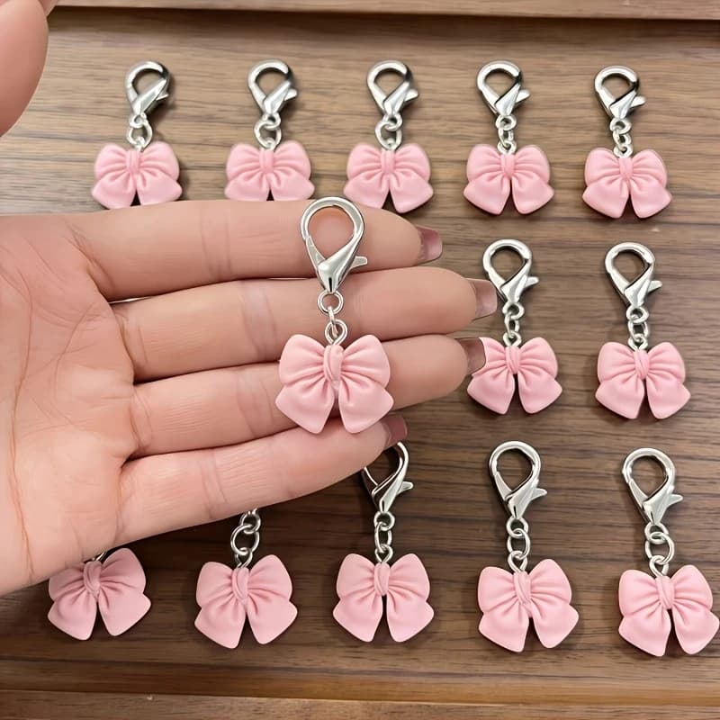 20Pink bow keychain bulk set-Providing elegant wedding gifts for guests at the bridal shower-Women's Anniversary Gift Zinc Alloy