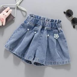 Summer Girls Shorts 3-12T Sweet Bead Decoration Kids Half Pants Loose Children Denim Shorts Soft Boys Clothes