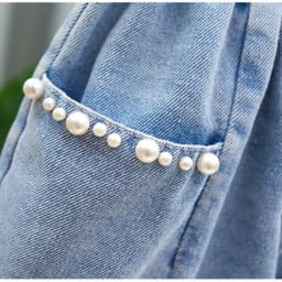 Summer Girls Shorts 3-12T Sweet Bead Decoration Kids Half Pants Loose Children Denim Shorts Soft Boys Clothes