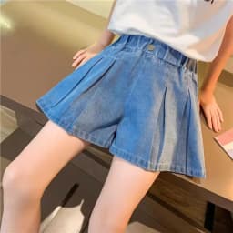 Summer Girls Shorts 3-12T Sweet Bead Decoration Kids Half Pants Loose Children Denim Shorts Soft Boys Clothes
