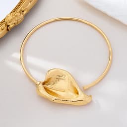 3D Floral Open Choker Necklace Exaggerated Flower Modeling Calla Lily Choker Pleated Flower Design Gold Color Statement Choker