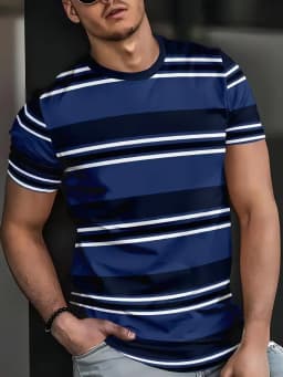 T-Shirt for Men Classic Plaid Stripe Print Casual T-Shirts Summer Fashion Harajuku Oversized Short Sleeve O-Neck Men's Clothing