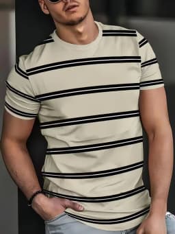 T-Shirt for Men Classic Plaid Stripe Print Casual T-Shirts Summer Fashion Harajuku Oversized Short Sleeve O-Neck Men's Clothing