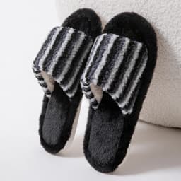Fluffy Women's Slippers Home Striped Colourful Designer Woman Shoes Flats Autumn Winter Indoor Fuzzy Fur Slides Non-Slip Unisex