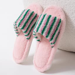 Fluffy Women's Slippers Home Striped Colourful Designer Woman Shoes Flats Autumn Winter Indoor Fuzzy Fur Slides Non-Slip Unisex