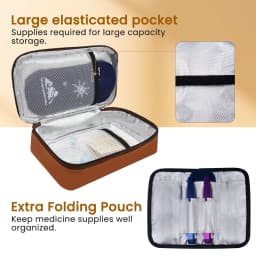 Brown Portable Diabetic Supplies Organizer Bag, Single Layer/Double Layer Insulin Travel Case, Bag Only
