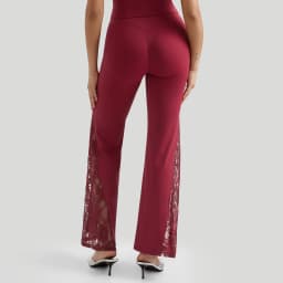Women High Waist Long Pants Femme Seamed Hip Lifting Sexy Lace Patchwork Streetwear Casual Vintage Wid Leg Trousers Flare Pants