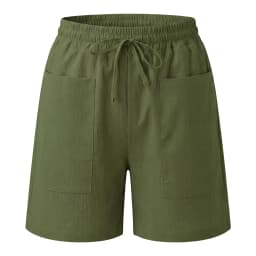 Rosa Fera Plus Size Women Solid Color High Waist Drawstring Pocket Loose Fit Shorts