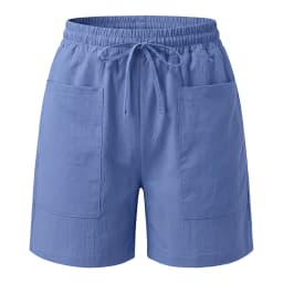 Rosa Fera Plus Size Women Solid Color High Waist Drawstring Pocket Loose Fit Shorts