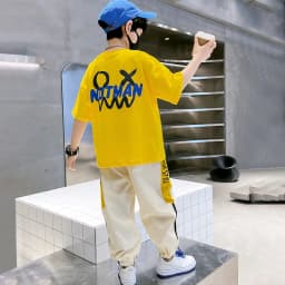 Summer Teens Boys Clothing Set Cotton Letter Short Sleeve T-shirt Pants 2Pc For 4-12Years Kids Clothes Suit Child Casual Outfits