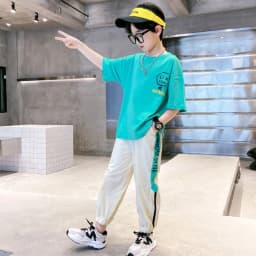 Summer Teens Boys Clothing Set Cotton Letter Short Sleeve T-shirt Pants 2Pc For 4-12Years Kids Clothes Suit Child Casual Outfits