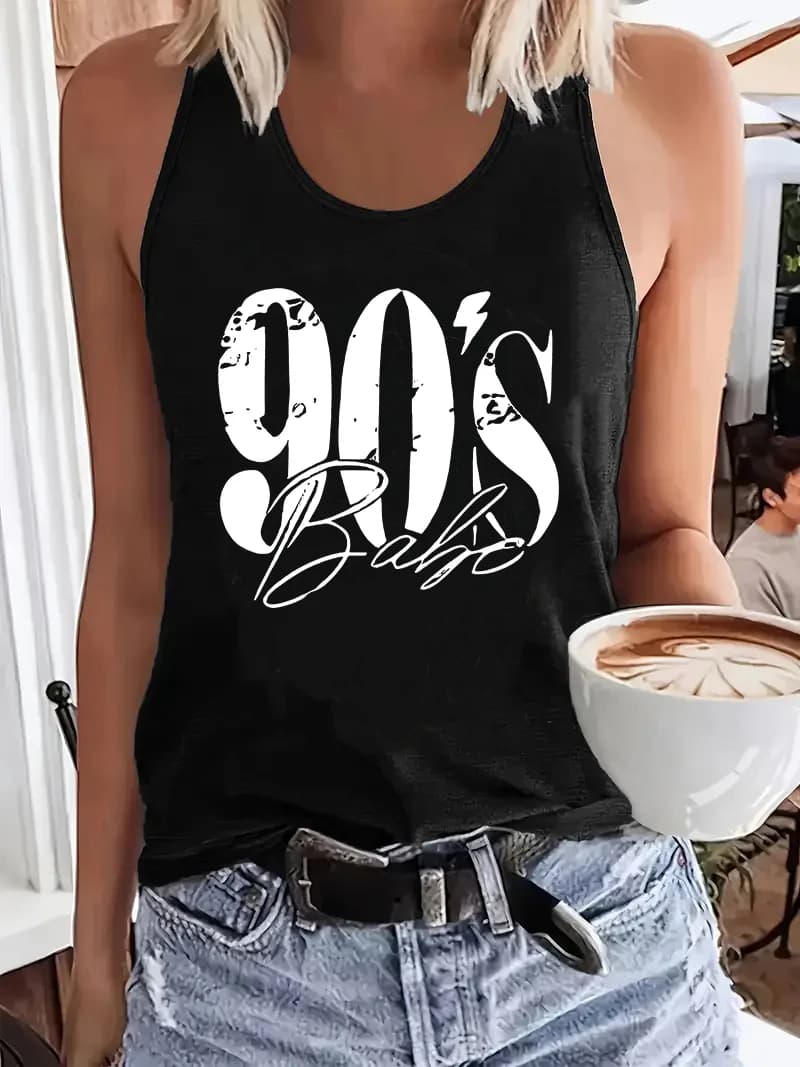 Streetwear Hip Hop 90s Y2k T-shirt Vest Graphic Tank Top Women’s Sleeveless Crew Neck Casual Top for Summer Spring