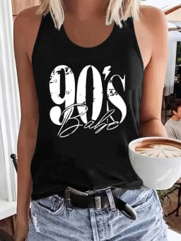 Streetwear Hip Hop 90s Y2k T-shirt Vest Graphic Tank Top Women’s Sleeveless Crew Neck Casual Top for Summer Spring