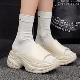 Silver Chunky Platform Slippers Women 2026 Summer Thick Bottom Heighten Sandals Woman Fashion Non Slip Wedges Sandals Female