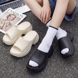 Silver Chunky Platform Slippers Women 2026 Summer Thick Bottom Heighten Sandals Woman Fashion Non Slip Wedges Sandals Female