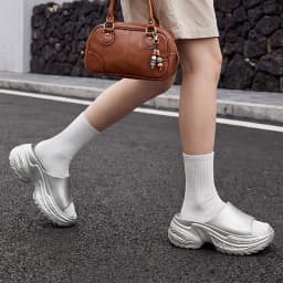 Silver Chunky Platform Slippers Women 2026 Summer Thick Bottom Heighten Sandals Woman Fashion Non Slip Wedges Sandals Female