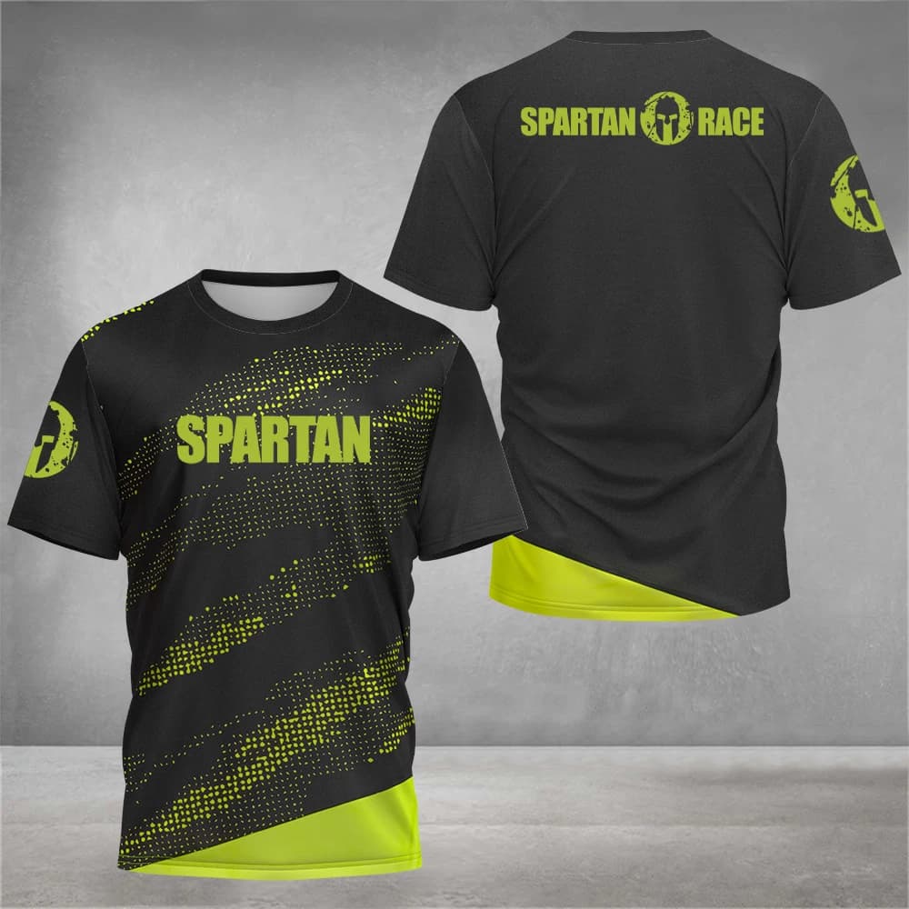Fluorescent Green Spartan Style Workout T-Shirt Men Women Unisex Fitness Graphic Tee Casual Streetwear Summer outdoor clothing