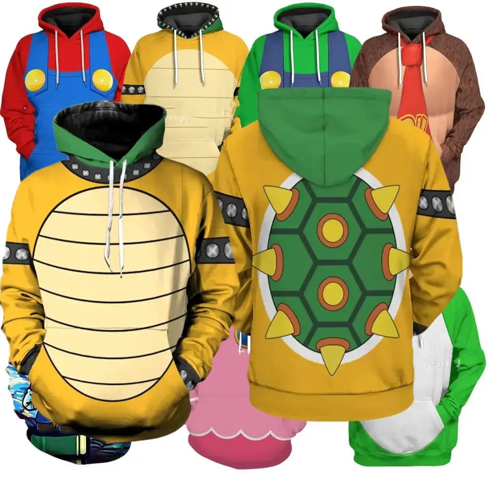 Super Brother Bowser Hoodies Sweatshirt Cartoon Bowser 3D Print Hoodie Men Women Fashion Hoodies Oversized Sweatshirt Sudaderas