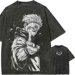 Jujutsu Kaisen Ryomen Sukuna T-Shirt Men Yuji Itadori Graphic Tee Vintage Washed Cotton Anime Streetwear Clothing 2026 Summer