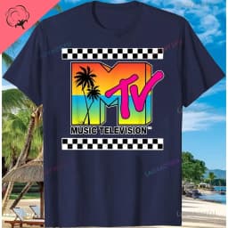 3D Printing Pattern MTV Beach Island Fashion Retro Graphic T-shirt Sunset Palm Tree Print Top Unisex Summer Fashion Collection