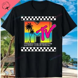 3D Printing Pattern MTV Beach Island Fashion Retro Graphic T-shirt Sunset Palm Tree Print Top Unisex Summer Fashion Collection