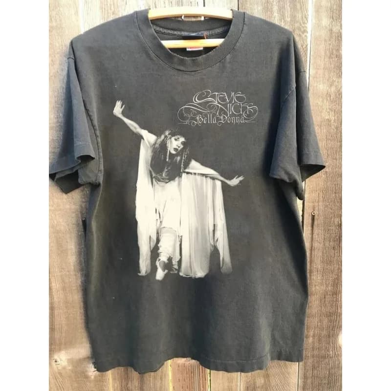 Stevie Nicks Bella Donna Pattern Black T-shirt Summer New Retro Unisex Casual Fashion Cotton T-shirt