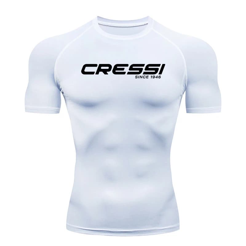 2026 Men Surf Sunscreen Diving Suit Rash Protection t-Shirt Swimsuit Tight Short-Sleeved Swimming Floating UV tee shirt homme