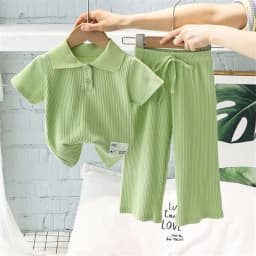 Girls Polo T-Shirt Sets Summer Kids Short Sleeve Suits Baby Lapel Tops+Pants 2Pcs Children Clothing Fashion Casual Outfits 2-8Y