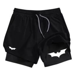 Bat Print 2-in-1 Men's Sports Breathable Quick-Drying Summer Shorts with Phone Pocket Gym Workout Running Shorts Cycling Shorts